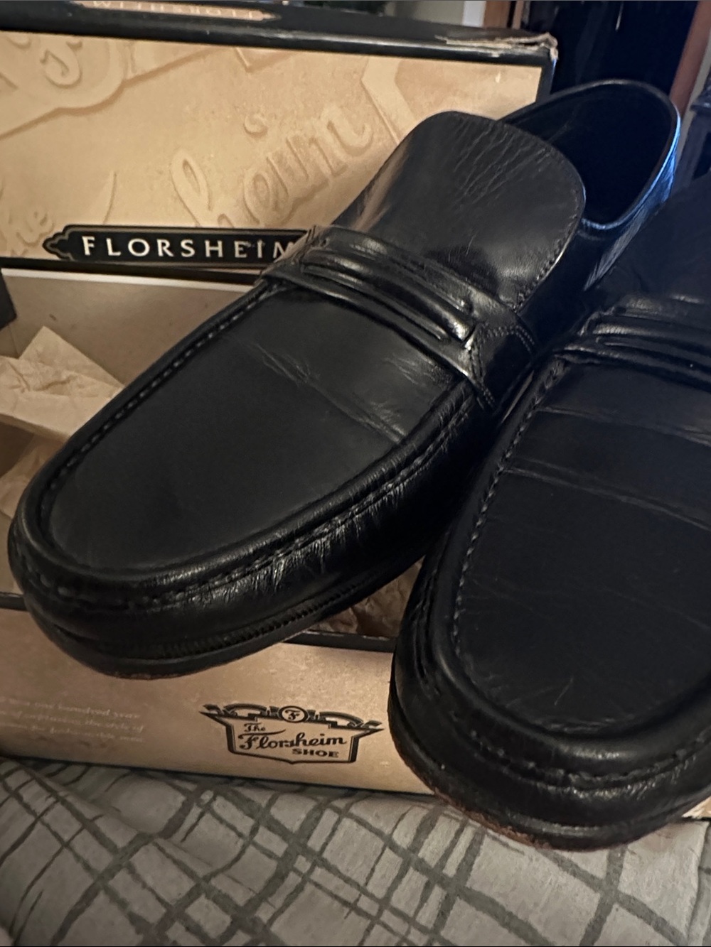 Florsheim Black Leather Penny Loafers — Classic Slip-On Style